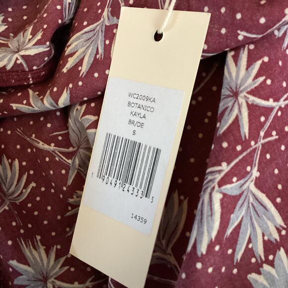 Eberjey Kayla Burgundy Floral Cotton Voile Cover Up Mini Dress S NWT $168 - Picture 11 of 12